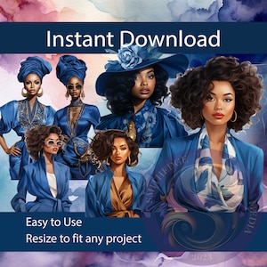 Elegant Style | Business Woman | Sorority Blue | Woman Works | PNG File | Instant Downloads