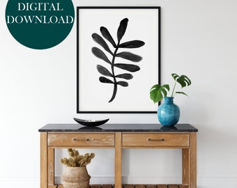 Palm Leaf Abstract Boho Printable Wall Art Minimalist Decor Watercolor Digital Download