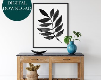 Palm Leaf Tropical Abstract Boho Printable Wall Art Minimalist Decor Watercolor Digital Download