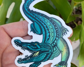 Alligator Vinyl Sticker - Gift, Laptop Waterbottle Sticker, Waterproof - Florida, Louisiana, Gator