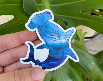 Hammerhead Shark Sticker - Gift, Laptop Waterbottle Sticker, Waterproof, Shark