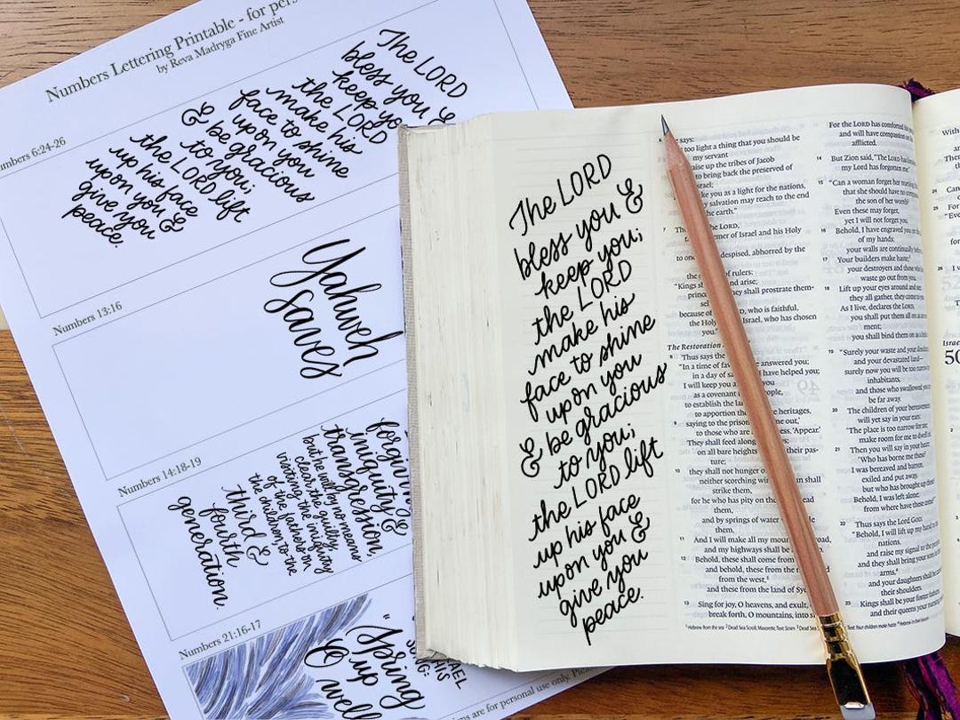 Numbered Scripture Writing Paper Numbers- Lettering Template for Bible Journaling - Hand Drawn Printable ...