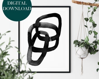 Chain Abstract Boho Printable Wall Art Minimalist Decor Watercolor Digital Download