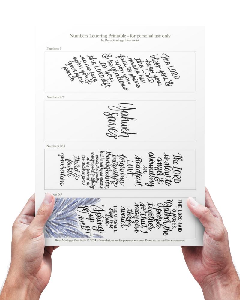 Scripture Count Paper Numbers- Lettering Template for Bible Journaling - Hand Drawn Printable ...