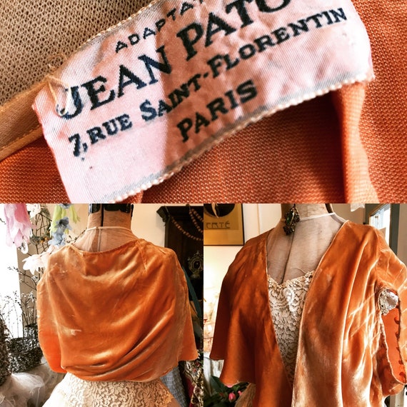 Jean patou vintage french designer silk velvet shr