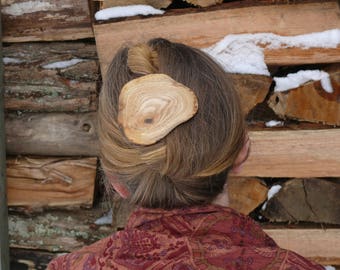 Natural wood hair Clip, Organic natural hair accessory, French Barrette clasp 80mm, Boho wooden jewelry, Nature Lover Gift
