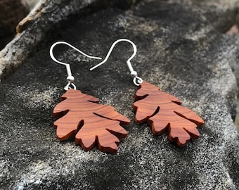 Oak Leaf earrings, Wood Earrings, Sterling Silver leaf earrings, Natural jewelry, Leaf Jewelry earrings, Earthy earrings, Nature lover