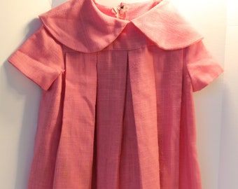 Pink Linen Vintage Child Dress from the 70's