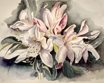 Original Watercolor Wedding Flower Art by Patricia Brewer -"Wedding Bouquet"