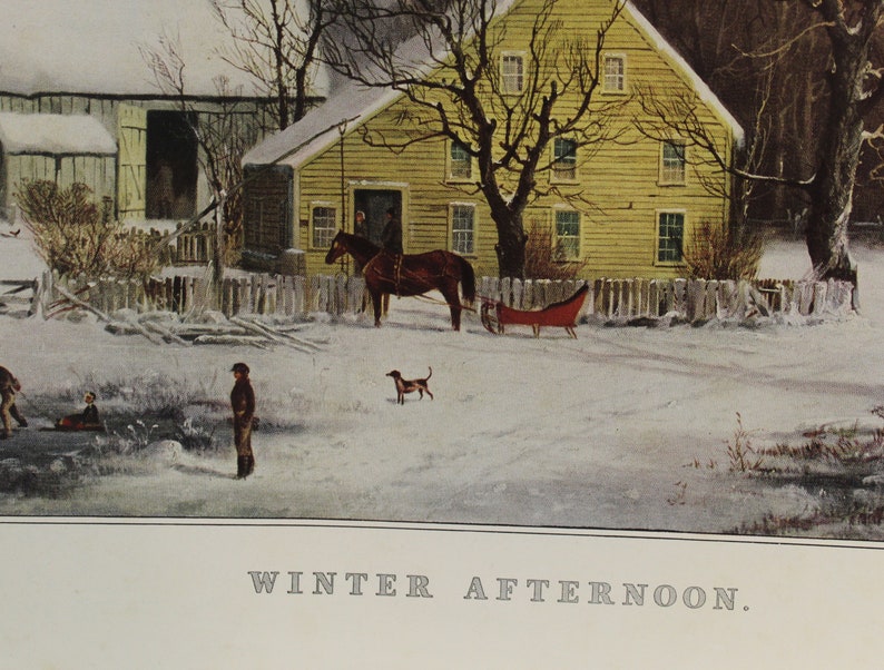 Framed Currier and Ives Calendar Lithograph REDUCED 50 Etsy