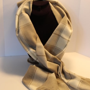 Scarf in wool  Beige/Brown Plaid-10x60
