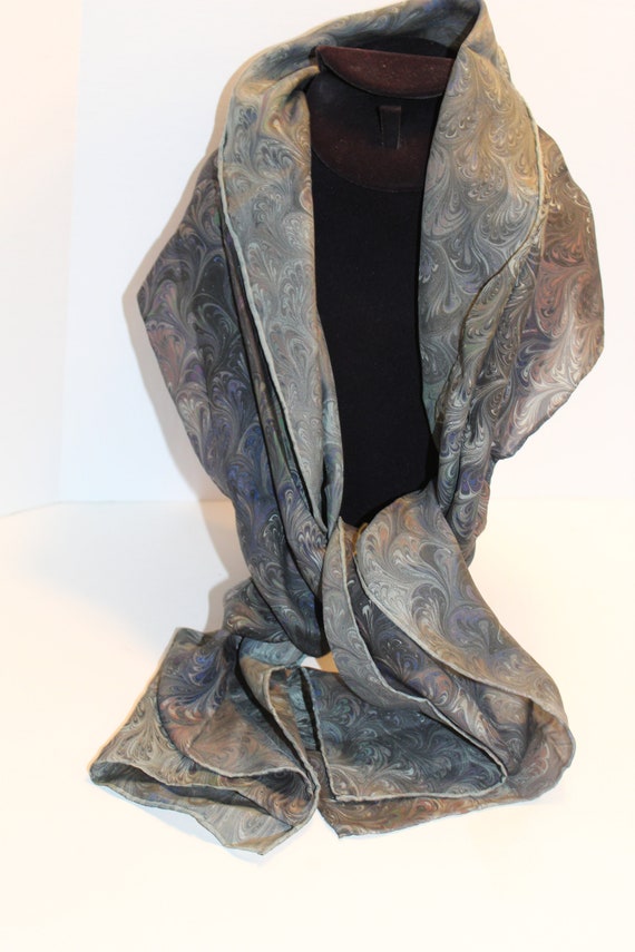Paisley Swirl Scarf in Grays and Mauve
