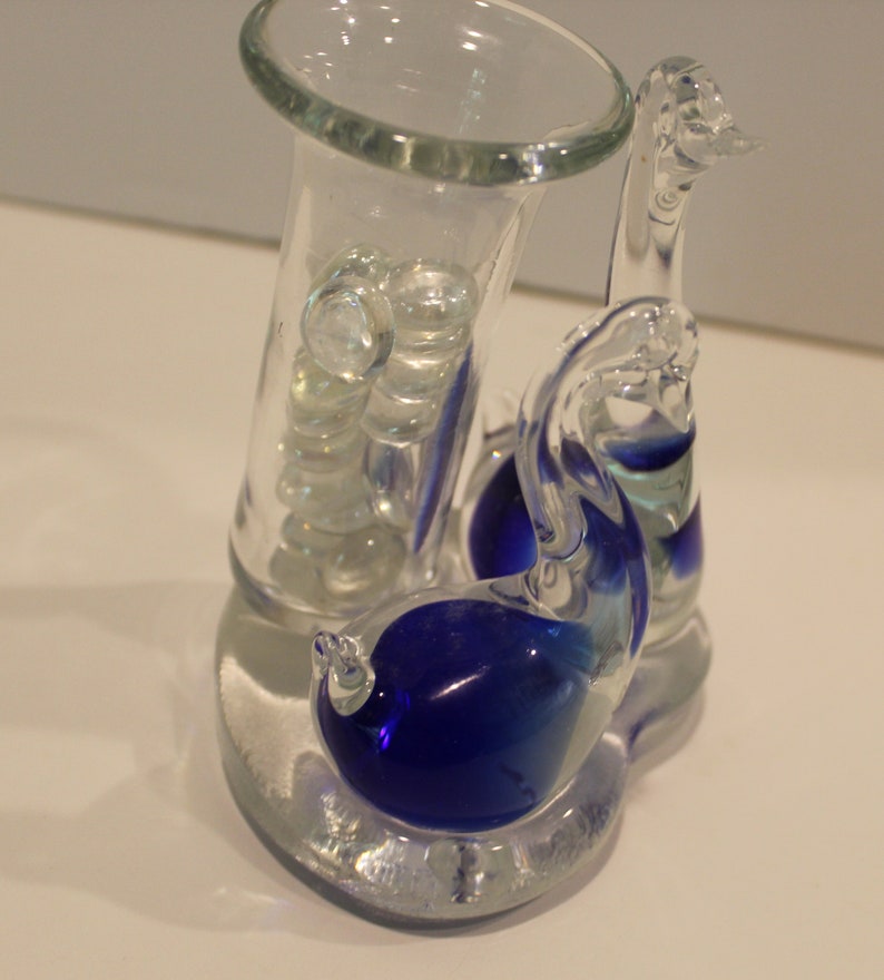 Blown Glass Swans Vase and Cups Etsy