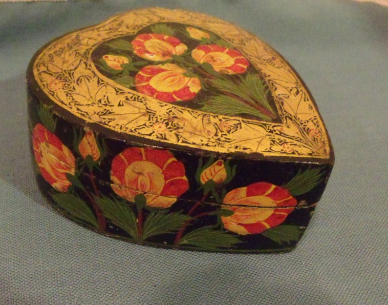 Kashmi Trinket Box Heart Shaped Mache image 3