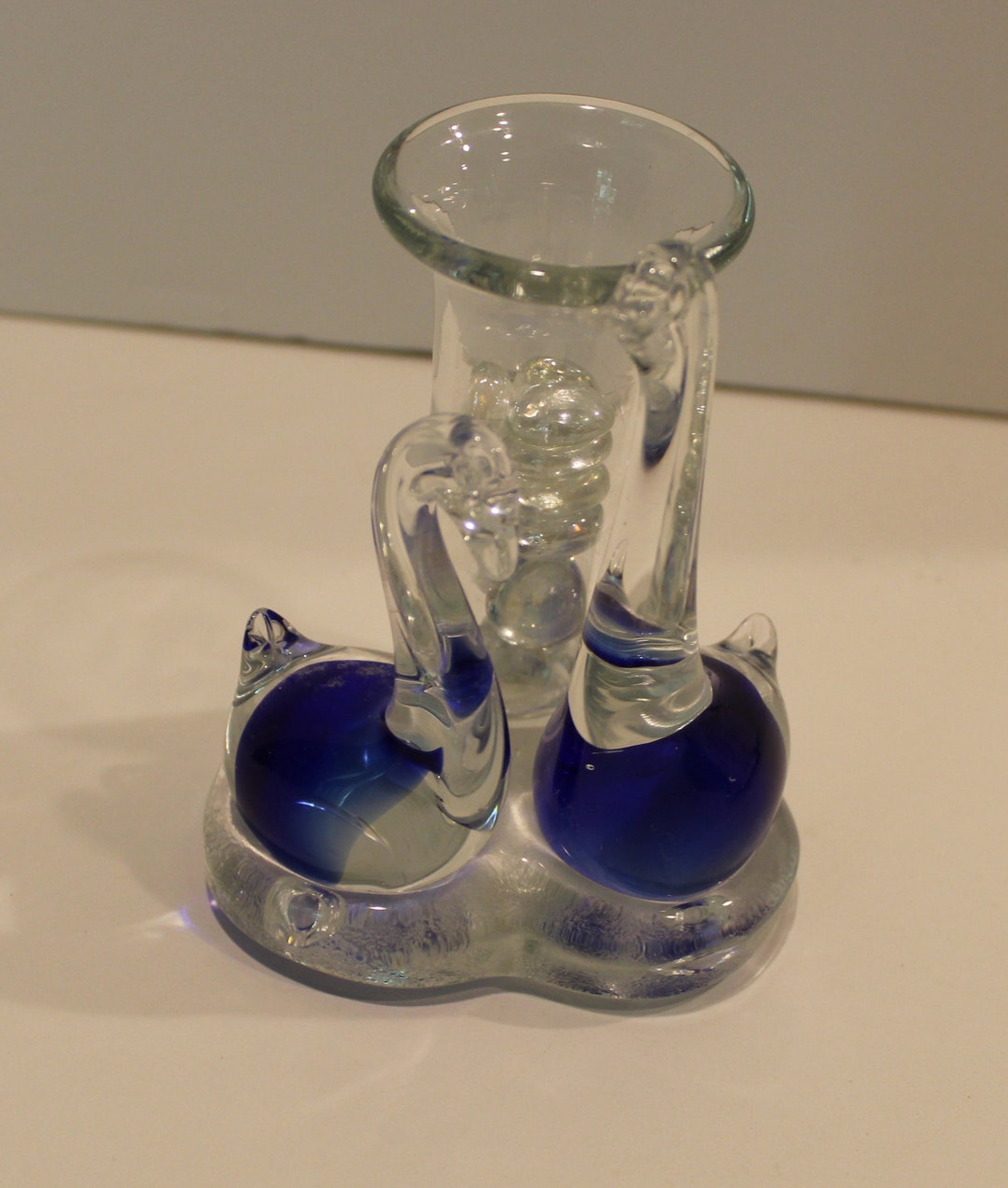 Blown Glass Swans Vase and Cups Etsy