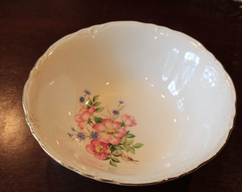 Antique China Serving Bowl Wild Roses Handpainted