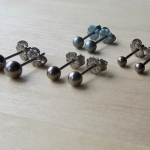 Pure Titanium Ball Post Earrings, 3mm, 4 mm, 5mm Titanium Ball Earring, 100% Hypoallergenic, Sensitive Ear Metal Allergy Studs
