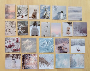 46 Winter Snow Scenery Photo Stickers, Snowy Landscape Art Planner Journal Scrapbooking Stickers, Winter Season Stationery