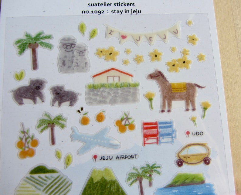 Jeju South Korea Suatelier 1092 Stickers, Travel Gift Stickers, Tropics Planner Journal Stickers, South Korea Theme Landmark Stickers zdjęcie 3