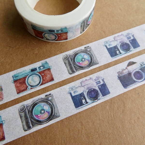 Camera Washi Tape, Vintage Retro Film Washi Tape, Photography Theme Masking Tape, Planner Journal Camera Washi, Photographer Gift