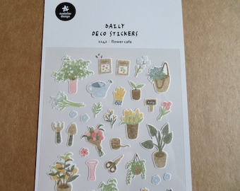 Garden Stickers, Botanical Spring Floral Stickers, Suatelier #1142 Flower Cafe, Gardening Planner Journal Diary Stickers, Gardener Gift