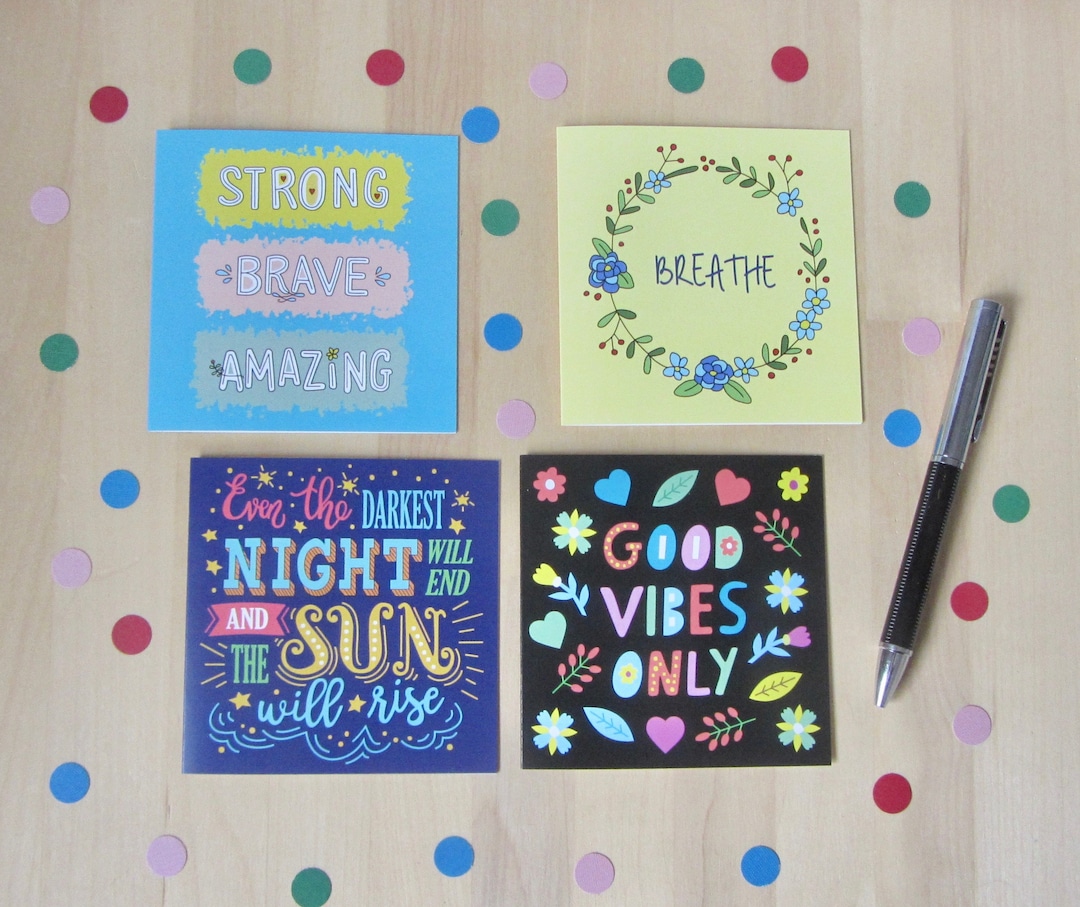 SET Self Care Notecard Card Set, Positive Affirmation Mental Health ...