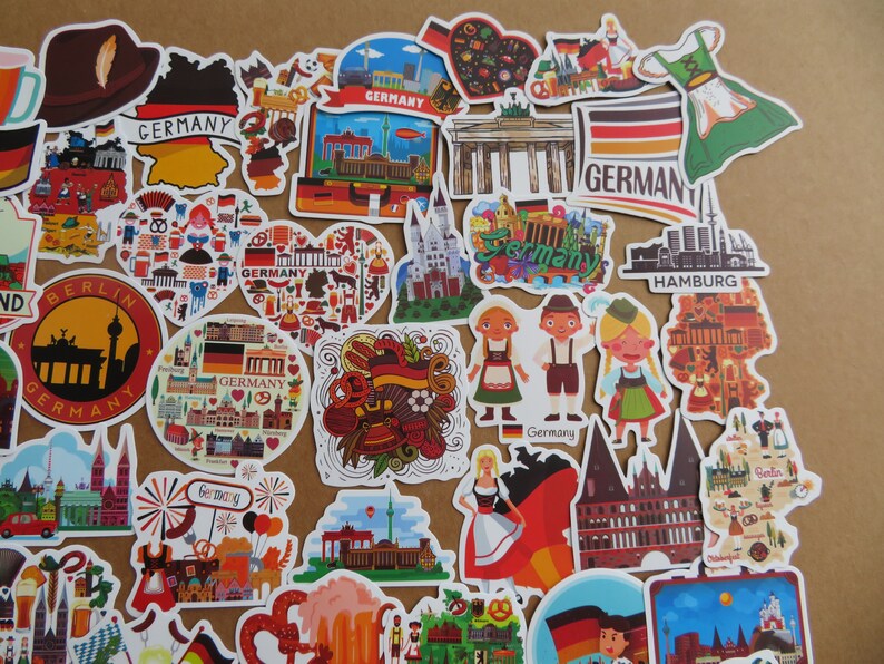 Germany Logo Sticker SET 50 Germany Theme Sticker Pack, German Culture Illustrated Stickers ...