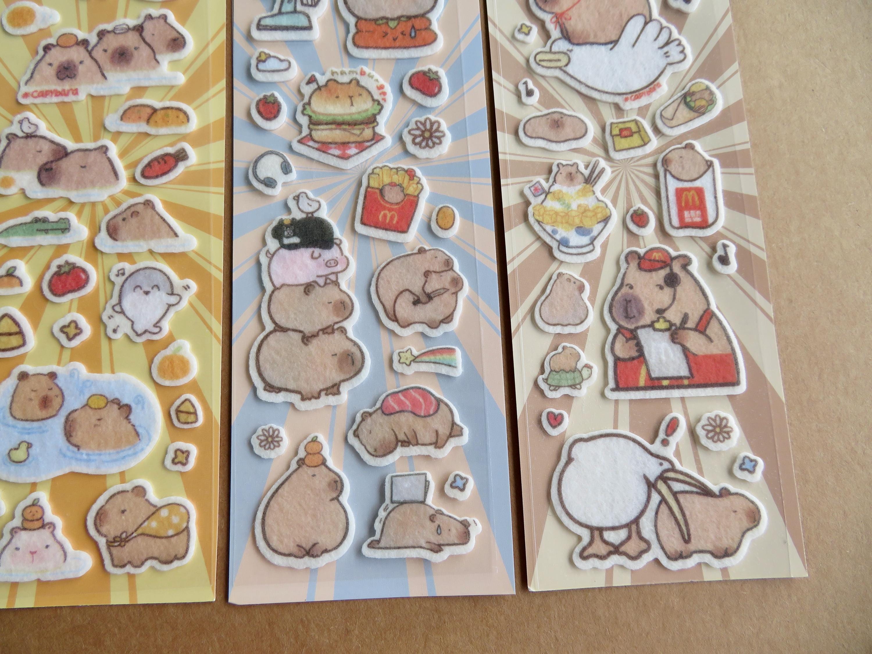 Capybara Sticker Example Capybara Stickers, Illustrated Animal Felt Stickers, Funny Cartoon ...