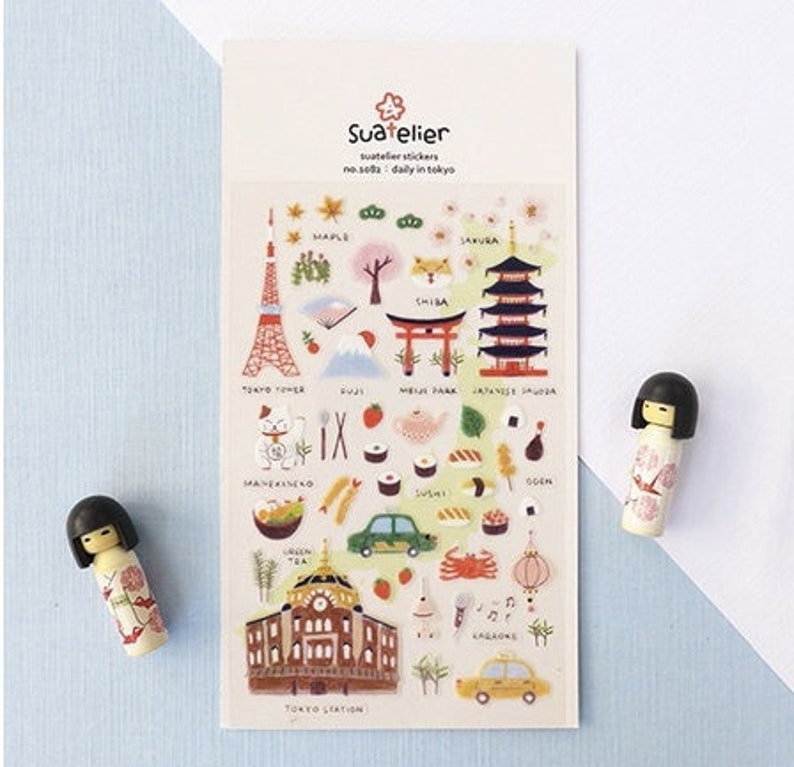 Tokyo Suatelier nr 1082, klistermärken för resekladdare, klistermärken för planeringsjournal i Japan, klistermärken för landmärken i Japan, resepresent till Tokyo bild 7