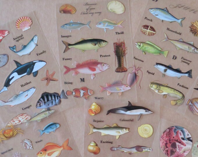 Fish Dolphin Ocean Stickers, Marine Theme Planner Journal Stickers, Sea ...