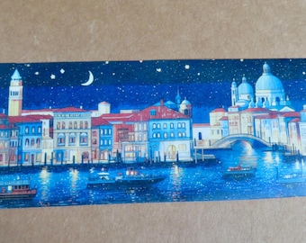 Ruban adhésif en Washi vélin 65 mm Scène nocturne du canal d'Amsterdam, cadeau de voyage en Europe