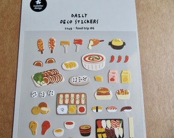 Food Stickers, Sushi Junk Food Pizza Stickers, Meal Dinner Planner Scrapbooking Korean Stickers, Suatelier 1149 Food Trip #6, Foodie Gift