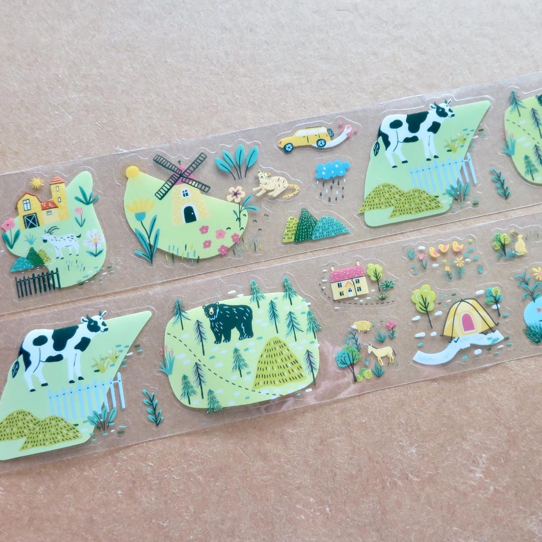 Country Farm Sticker Roll, Countryside Farmer Theme Stationery, Cow ...
