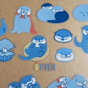 20 Otter stickers, Cute Sea Otter Scrapbook Journal Stickers, Otter Lover Gift, Otter Stationery