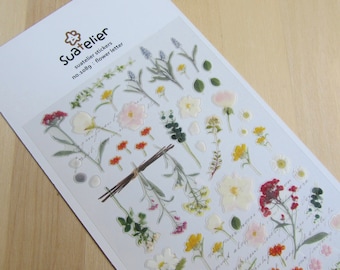 Wildflower Stickers, Botanical Spring Floral Stickers, Suatelier No. 1089 Flower Theme Stationery, Planner Journal Stickers, Gardener Gift