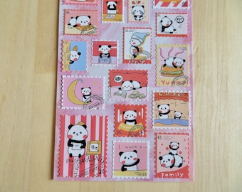 Panda Stamp Stickers, Illustrated Animal Stickers, Cartoon Panda Stickers, Planner Journal Stickers, Panda Lover Gift, Panda Stationery