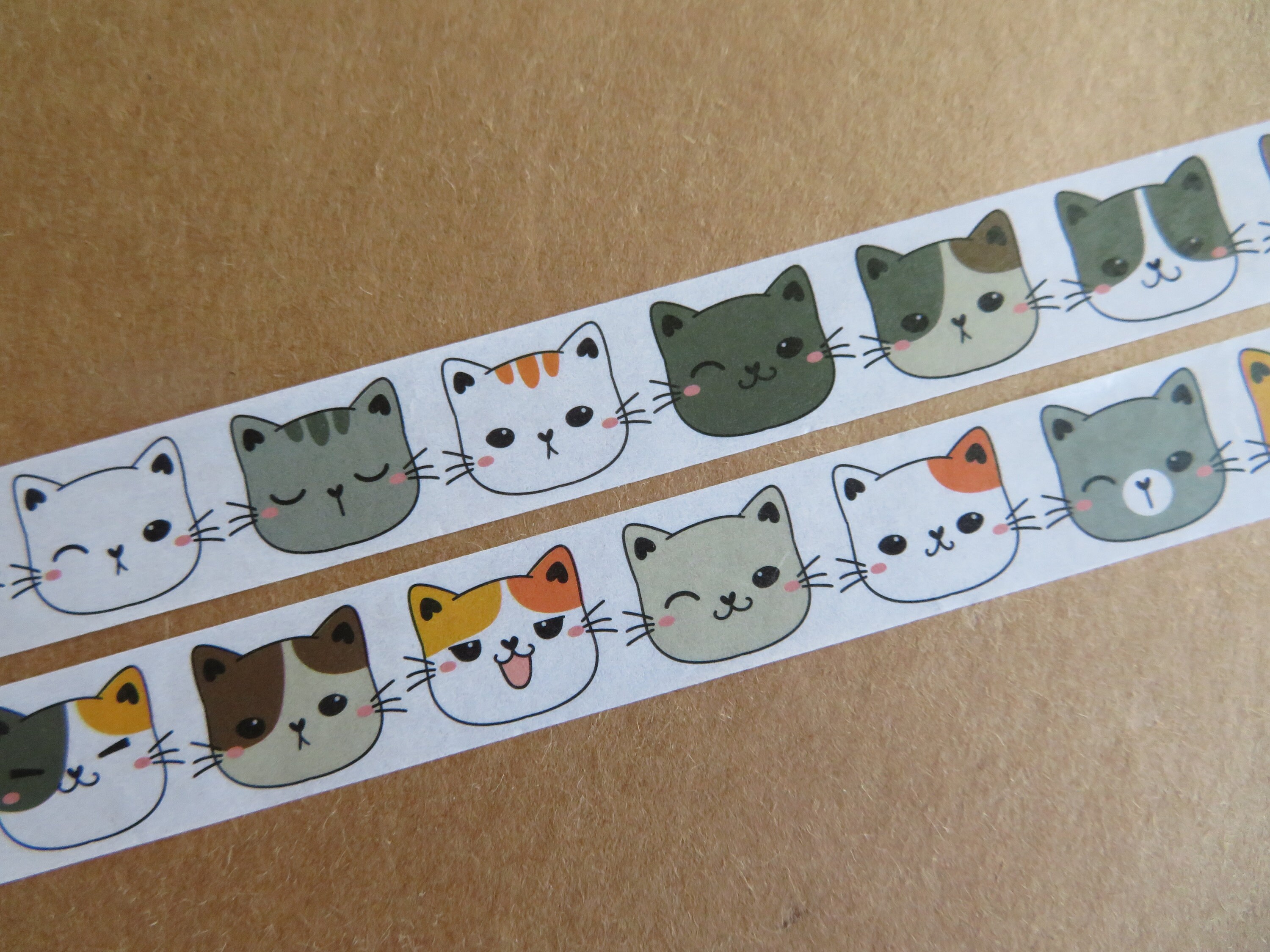 猫の顔の和紙テープ、イラスト入り漫画猫の絵文字紙粘着テープ、キティ