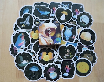 45 Space Stickers, Celestial Planet Astronaut Planner Journal Scrapbook Stickers, Space Galaxy Stickers, Planetary Astronomy Stationery
