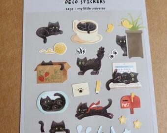 Stickers chat noir, papeterie sur le thème chaton, Suatelier 1197 My Little Universe