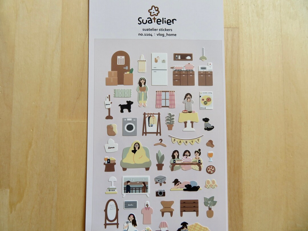 Every Day Cozy Home Activity Stickers, Furniture Decor Journal Planner ...