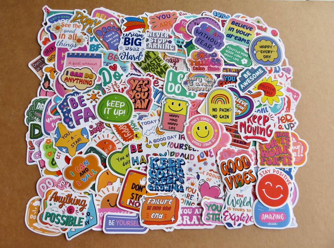 200 Large Positive Phrase Word Stickers, Support Encouragement Planner ...