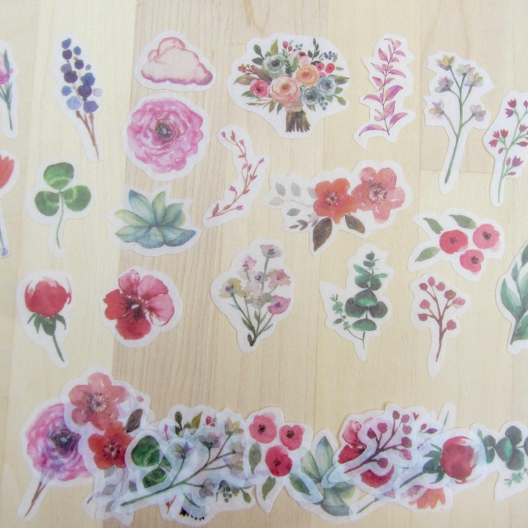 40 Botanical Woodland Flower Stickers, Nature Leaf Label Stickers ...