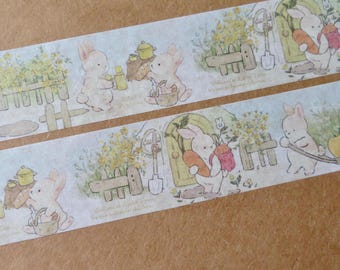 Bred Washi-tejp för kaninträdgård, djurtejp för scrapbooking, journaltejp för kawaii-kanin, brevpapper för kaninälskare