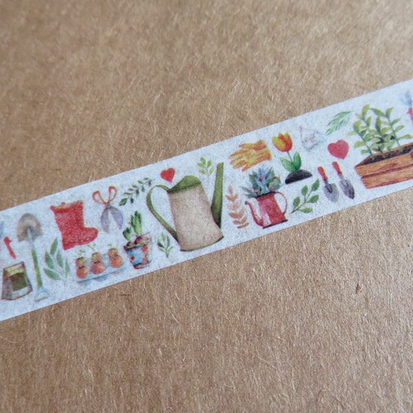 Garden Tools Washi Tape, Gardener Masking Tape, Nature Botanical Washi Tape, Garden Journal Planner Washi Tape, Garden Stationery