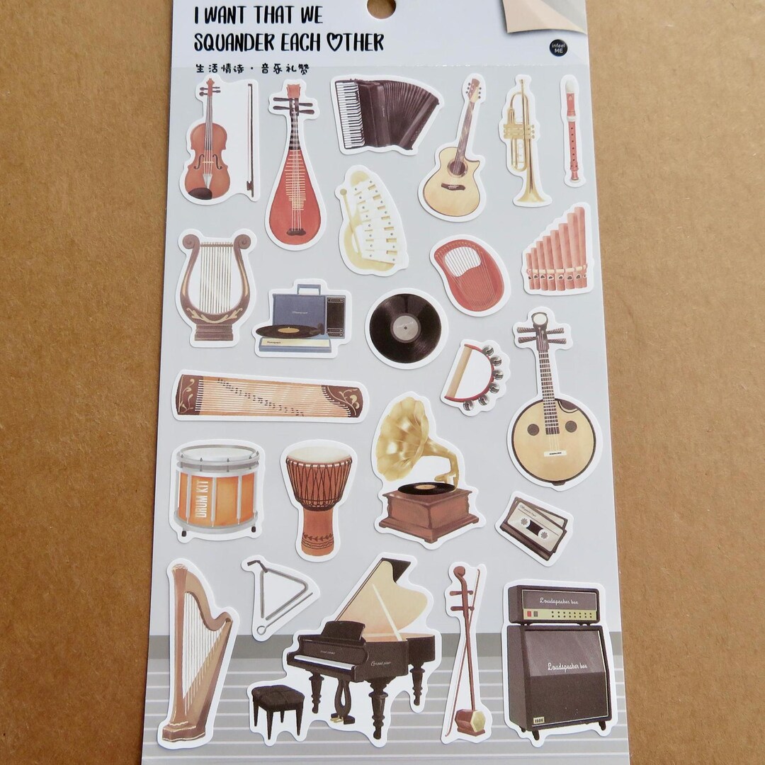 Musical Instrument Stickers, Stringed Instruments Stickers, Piano ...