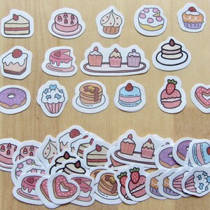 45 Cake Dessert Stickers, Cupcake Stickers, Journal Planner Stickers, Cute Cartoon Pudding Stickers, Bakery Baker Gift Stationery