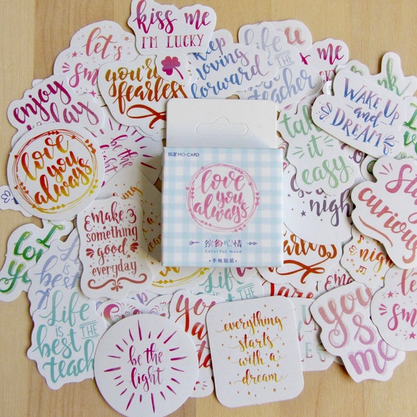 Set 46 Positive Phrase Word Stickers, Support Encouragement Planner Journal Word Stickers, Affirmation Stickers, Positive Message Stickers