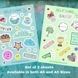 Self Care Vinyl Sticker SET, Motivation Affirmation Planner Journal Sticker, Positive Inspirational Stickers, Mental Health Support Stickers
