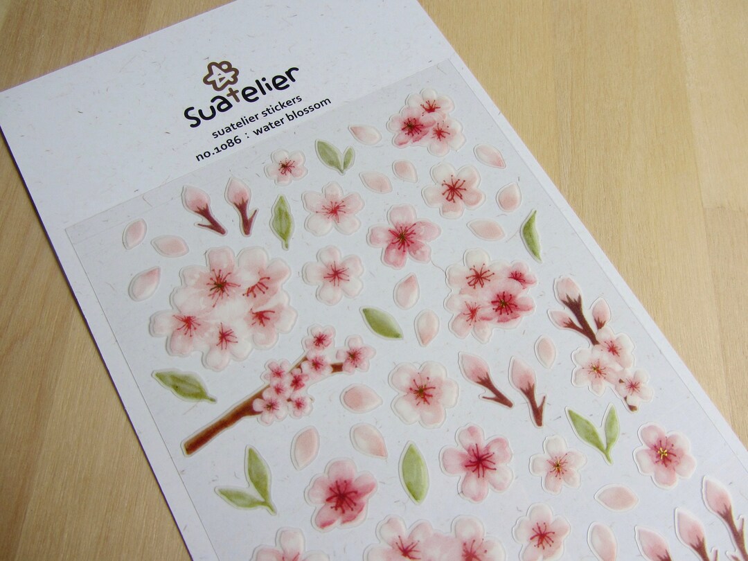 Cherry Blossom Stickers, Botanical Spring Floral Stickers, Flower Theme ...