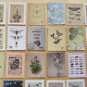 46 Dragonfly & Butterfly Stamp Shaped Stickers, Nature Botanical Theme Journal Planner Scrapbooking Stickers, Nature Insect Stationery